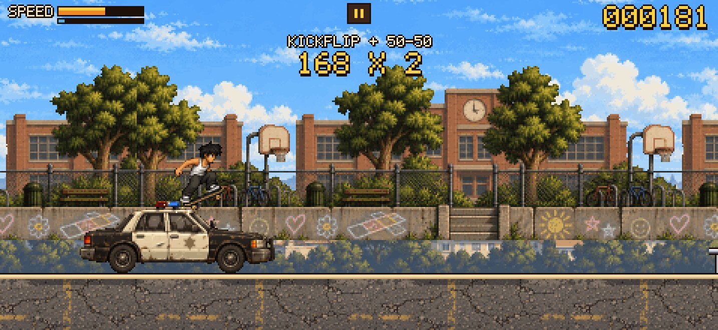 The schoolyard with a police car